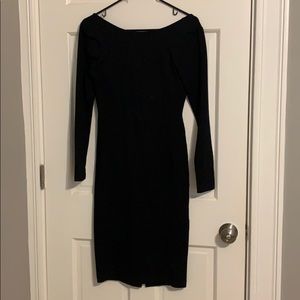 Backless Long Sleeve Black Dress